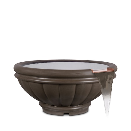 The Outdoor Plus 24 Round Roma Water Bowl - GFRC Concrete - Chocolate - OPT-ROMWO24-CHC